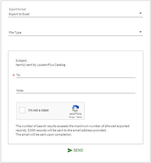 Dialog form for exporting