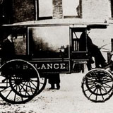  Emily Dunning Barringer riding in the Gouverneur Hospital ambulance, ca. 1902