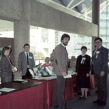 Ruth Dayhoff, pregnant with her first child, at the 1983 Symposium on Computer Applications in Medical Care. She served as program chair for this meeting. Peter Kuzmak, coworker at the VA on VistA Imaging System (second from left), Ruth Dayhoff (second from right) 