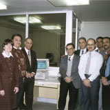 Dr. Ruth Dayhoff (second from left), Dr. Omar El Hattab (third from left) with other staff at the National Cancer Institute of Egypt where the VA's hospital information system is running. In a United Nations funded effort, Ruth assisted in technology tra