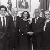 Margaret Hamburg with New York City Mayor David Dinkins and her family after being sworn in as health commissioner, 1992