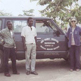 Sister Fernande Pelletier and colleagues with the Holy family Hospital Patrol truck provided by the Medical Mission Sisters, 1990s