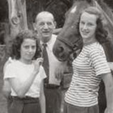 Marianne Schuelein with her father Curt and friend Gaby Stein, ca. 1947