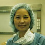 Linda Shortliffe in the Stanford University operating room, 2000