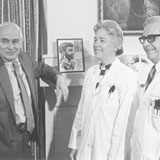 Marjorie Sirridge and her husband with a colleague at the University of Missouri-Kansas City research hospital, ca. 1972