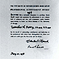 An award with typewritten text.