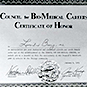 Certificate with text.