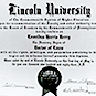 Certificate with text.