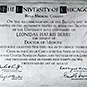 Diploma with text.