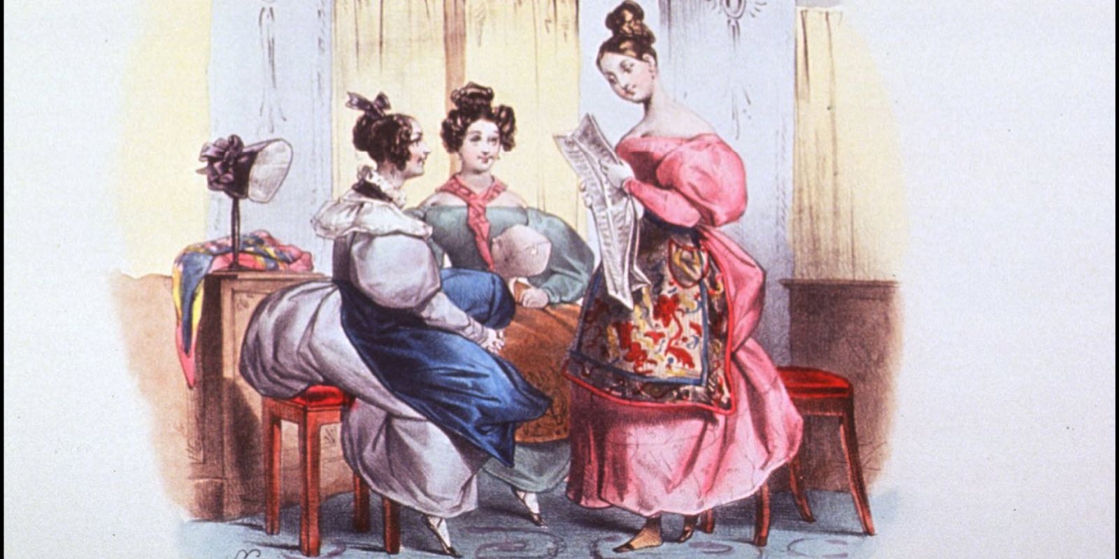 Three well dressed women discussing cholera.
