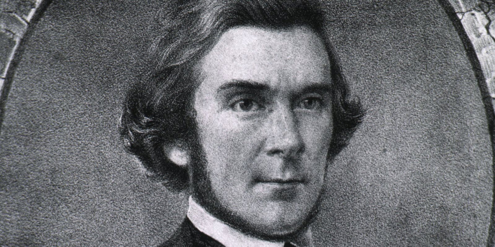 Up close black and white portrait of Saml. Henry Dickson