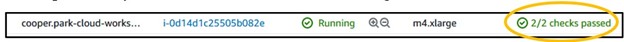 Highlighting the EC2 status is now "2/2 checks passed"