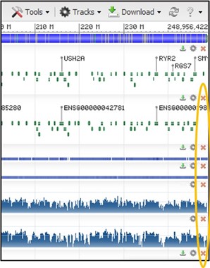 Highlighting the red x in the corner of each track we wish to delete