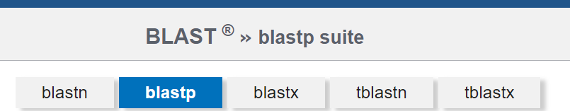 web blast header with blastp selected