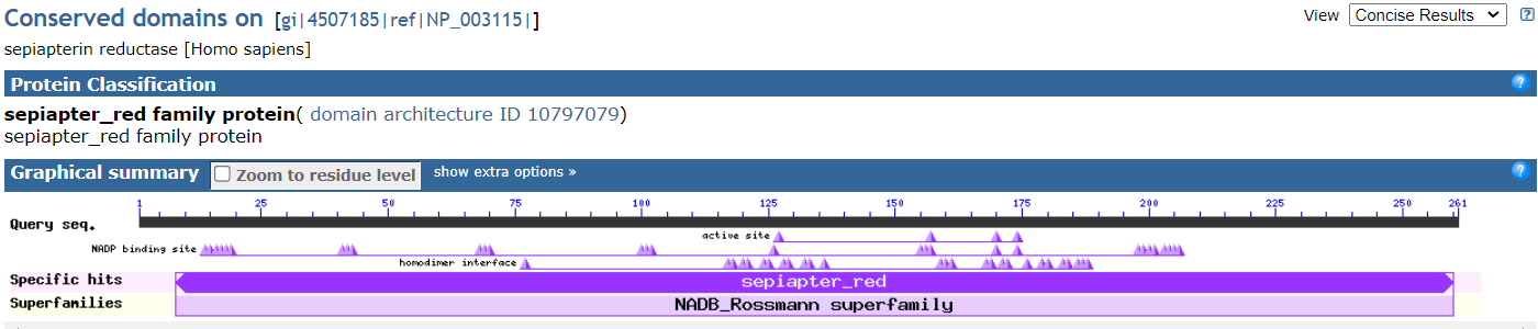 Image of Conserved Domains view of the SPR protein