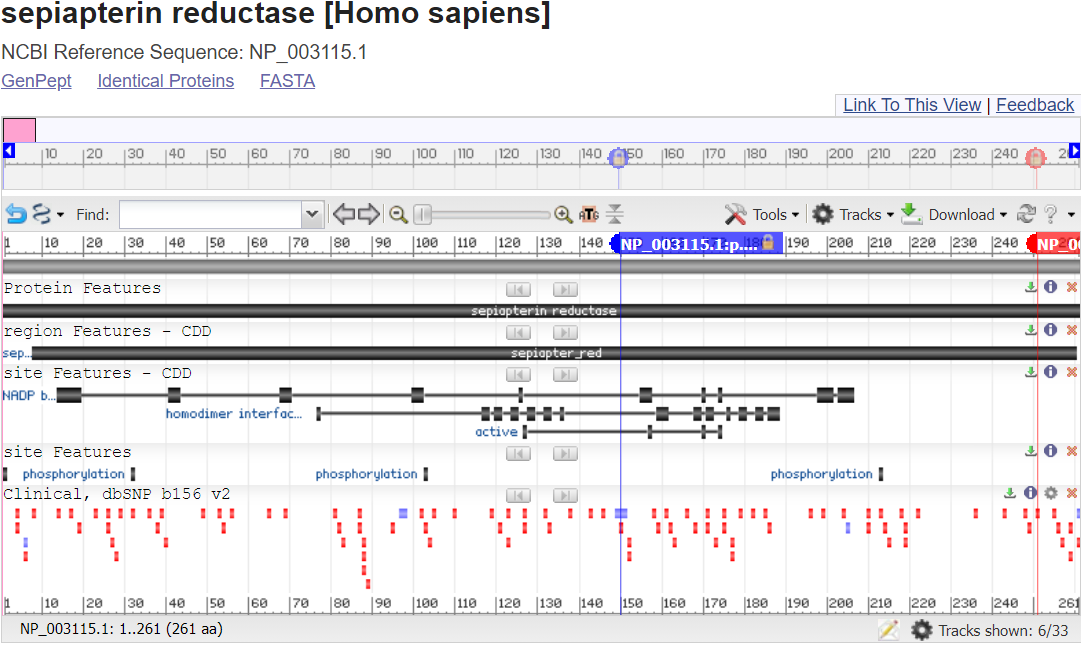 Image of RefSeq Protein view - SPR with two variant markers