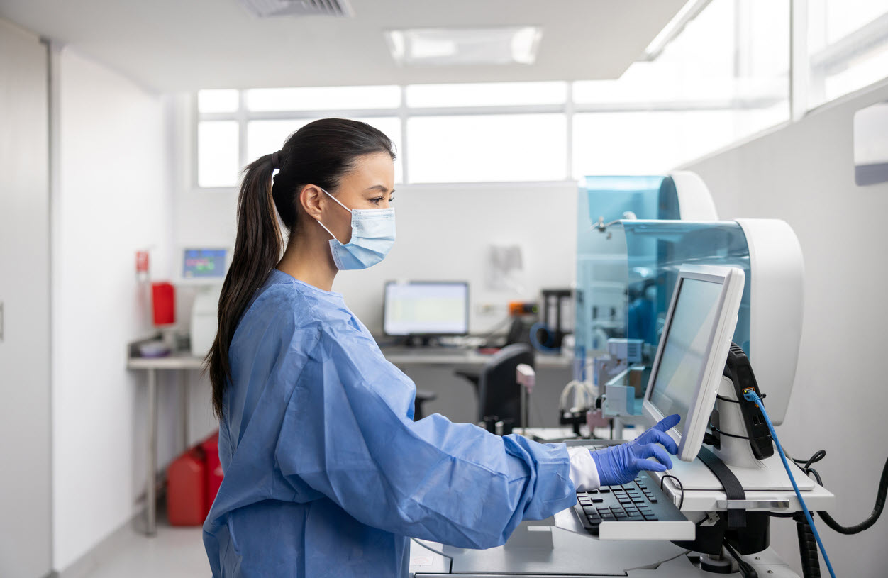 medical professional conducting blood lab test