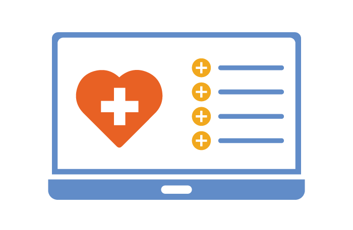 Icon showing a laptop with health information