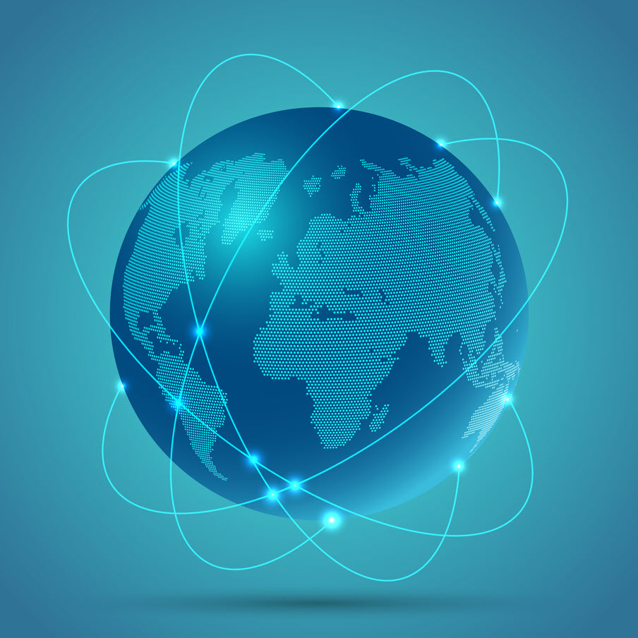 Abstract globe background with a design depicting network communications