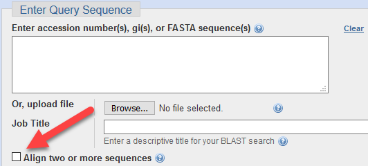 A screenshot showing the Align two or more sequences checkbox.