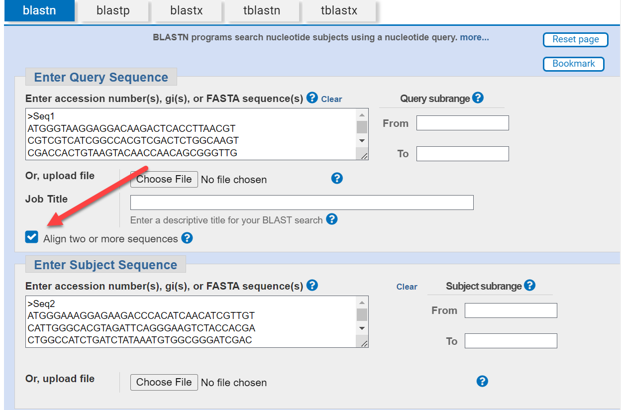 Align two or more sequences