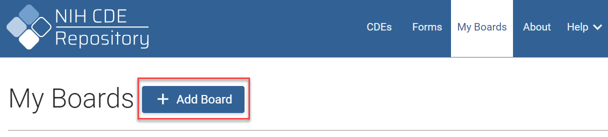 my Boards screen with Add Board button highlighted.