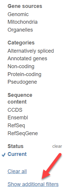 Show additional filters link