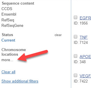 More link under Chromosome locations