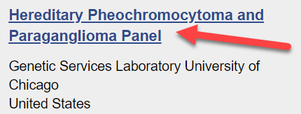 Hereditary Pheochromocytoma and Paraganglioma Panel link