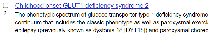 Childhood onset GLUT1 deficiency syndrome 2