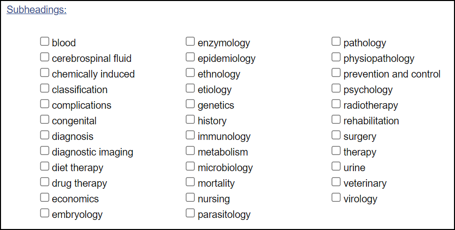 sleep wake disorder subheadings available in the MeSH database