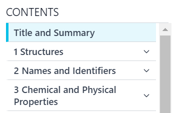 Image of the PubChem Contents menu