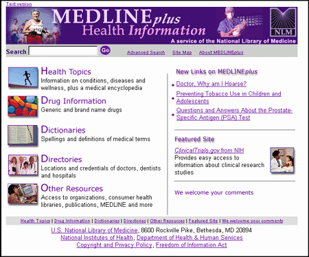 Figure 1 - Redesigned Medline<EM/>plus</EM> Site