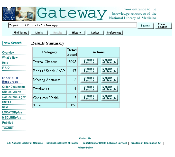 Figure 2 - Gateway Results Summary page