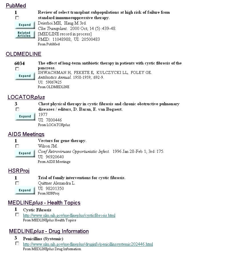 Figure 4 - Brief Item Display From Each Collection